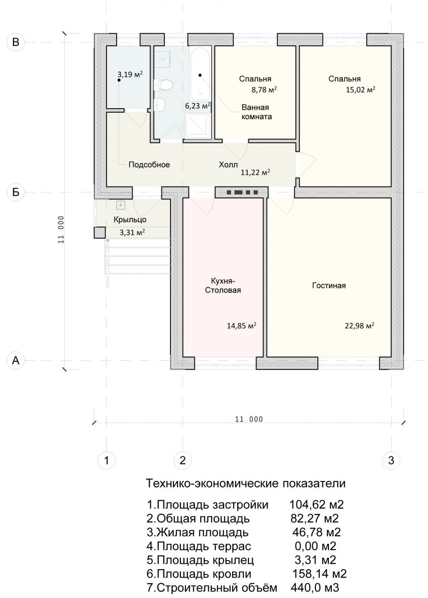 Проект компактного одноэтажного дома «Волгодонск» | Санкт-Петербург |  Архитектурное бюро «Домой»